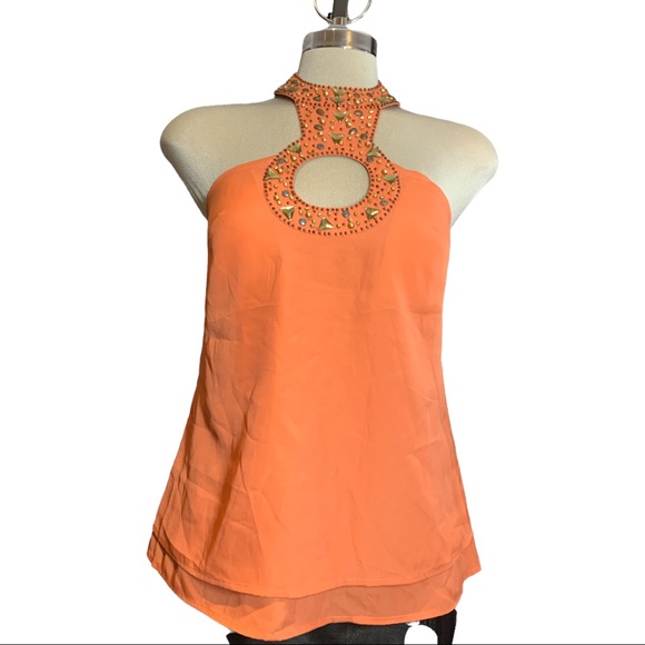 Arden B Orange Embellished Strapless Top Size XS - Picture 6 of 10